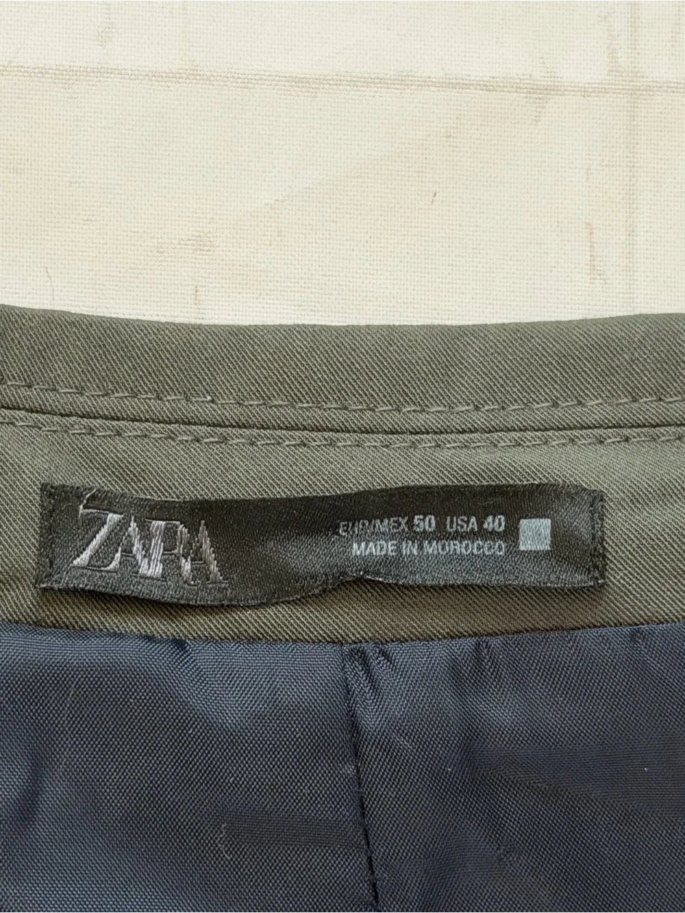 Zara Double-Breasted Olive Blazer Suit Size 40
